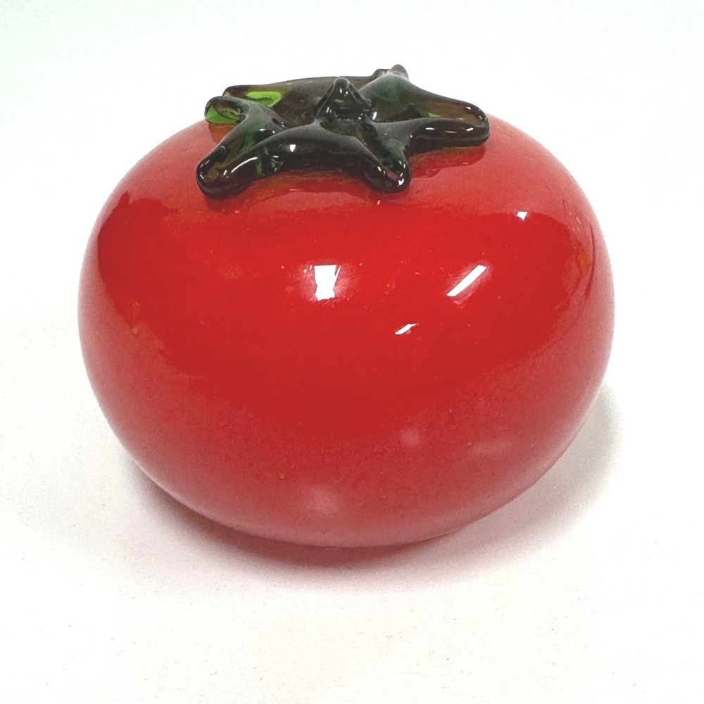 Vintage Red Art Glass Tomato Paperweight Figurine 3 Inch
